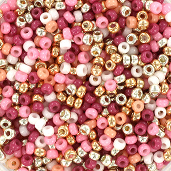 Prachtige unicorn roze miyuki rocailles 11/0 mix in zakjes van 5 gram. Roze, fuchsia en goud. Deze kleine kralen zijn ideaal om fijne armbandjes of kettingen mee te maken. 