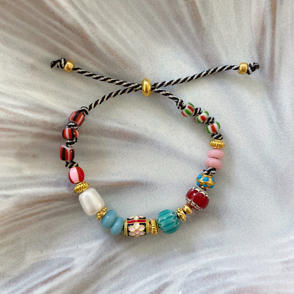 Bracelet Cord Chevron Pearl