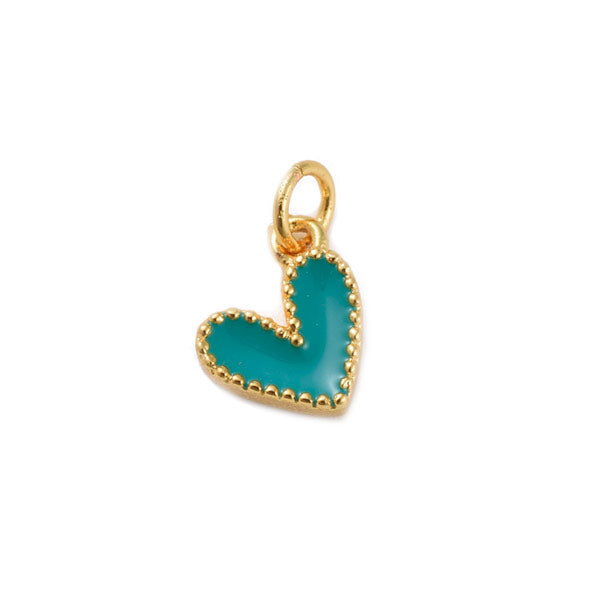 Gouden bedeltje van een klein blauw hartje. Ideaal en mooi voor aan je bedelketting of bedelarmband. 