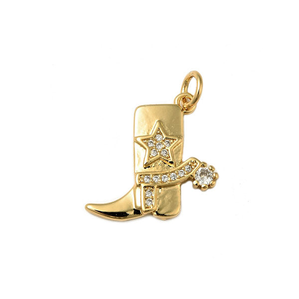 Bedel van een gouden westernlaars oftewel cowboyboot. Ideaal dus voor aan jouw bedelketting, bedelarmband of oorbel.