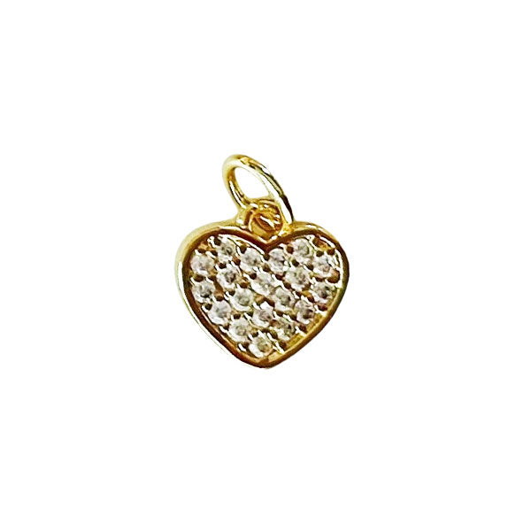 Klein gouden bedeltje van een hartje met zirconia kristal. Ideaal voor aan een bedelketting of armband.