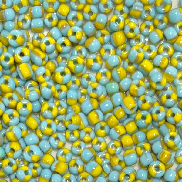Seed beads Blue yellow striped 3mm - Main Image