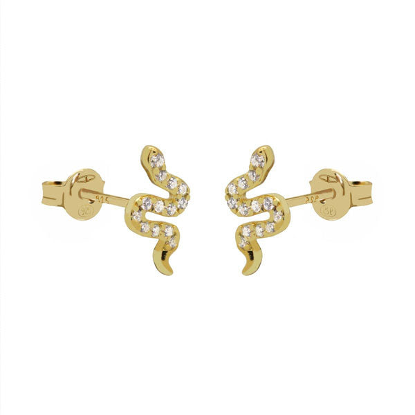 Oorknopjes goud slang met kleine zirconia steentjes. Deze oorbellen zijn een ideale aanvulling op je collectie earparty en leuk voor een 2e of 3e gaatje. 