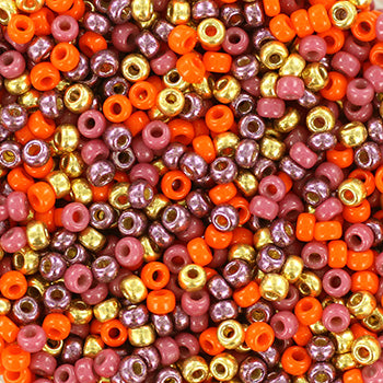 Prachtige african glow mix miyuki rocailles 11/0 kralen in zakjes van 5 gram. Roze, lila en oranje. Deze kleine kralen zijn ideaal om fijne armbandjes of kettingen mee te maken. 