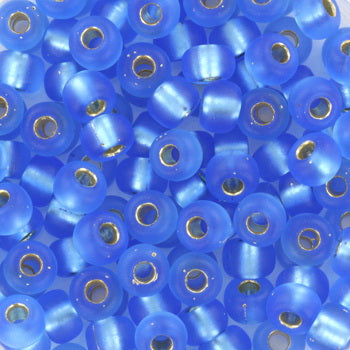 Blauwe Miyuki Rocailles 6/0 kralen Silverlined mat Sapphire in zakje van 10 gram