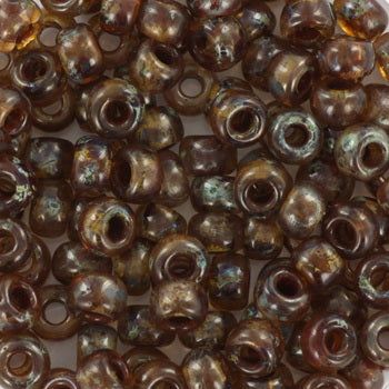 Miyuki Rocailles kralen 6/0 Picasso light smoky topaz in een zakje van 10 gram.