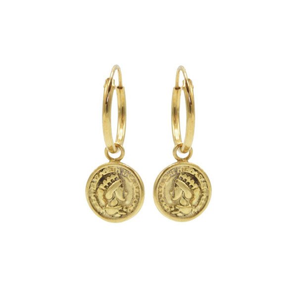 Get Gold Coin Charm Engraved Oval Drop Earrings at ₹ 299 | LBB Shop